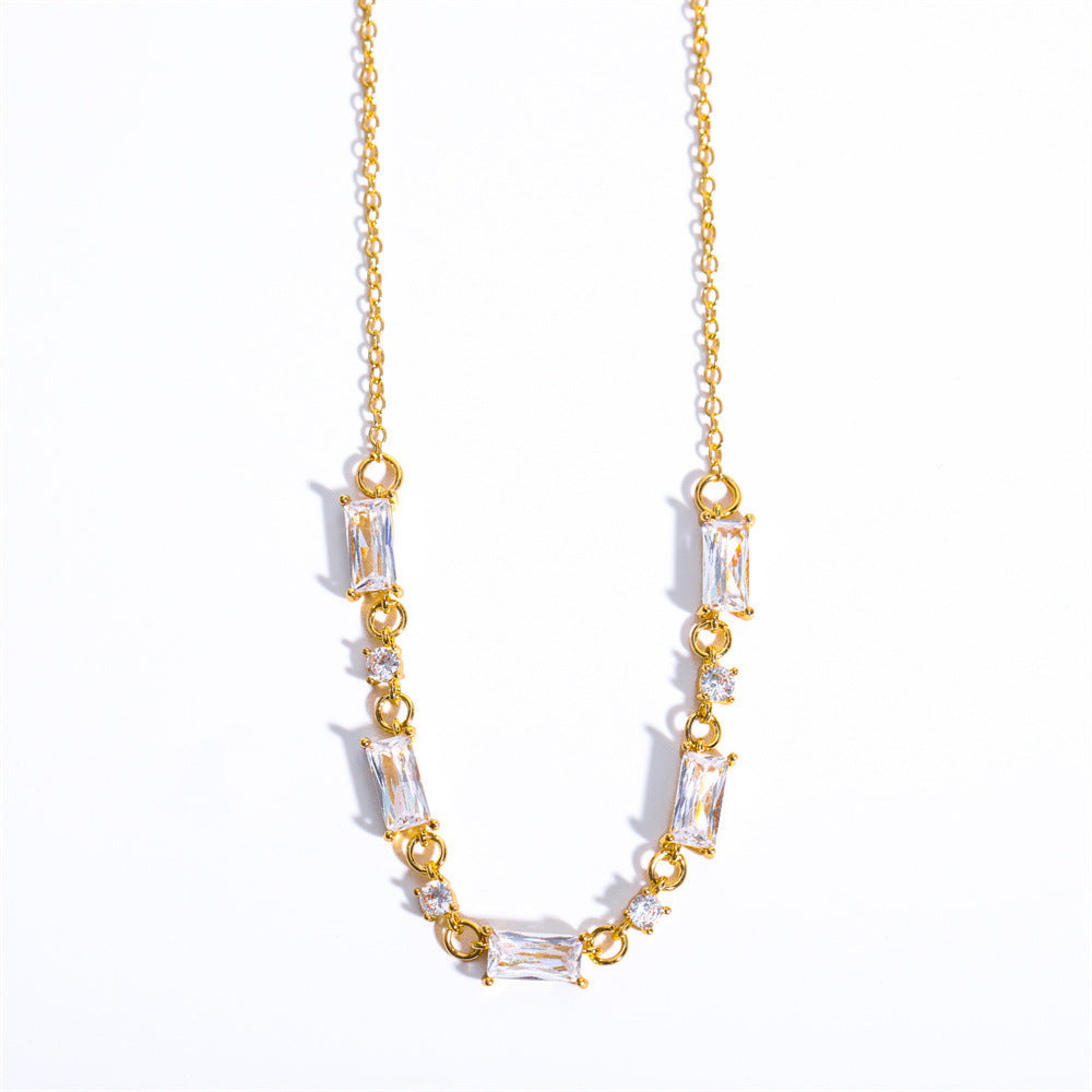 Wholesale Zircon Stainless Steel Gold Plated Necklaces